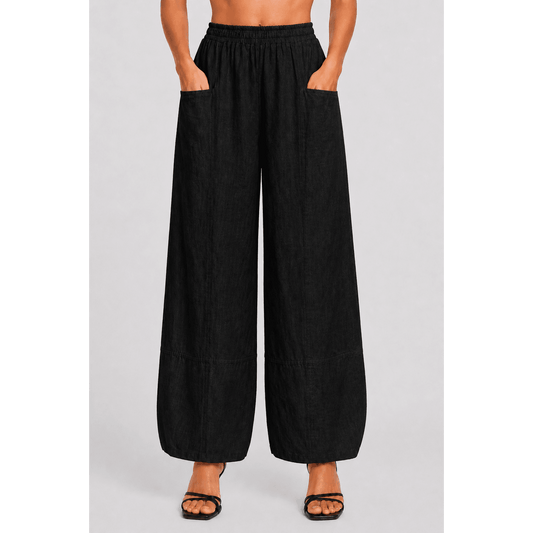 TINA Stephens Italy/Tees By Tina Maritza Linen Balloon Pant Black, Pants, TINA Stephens Italy/Tees By Tina, Plum Bottom