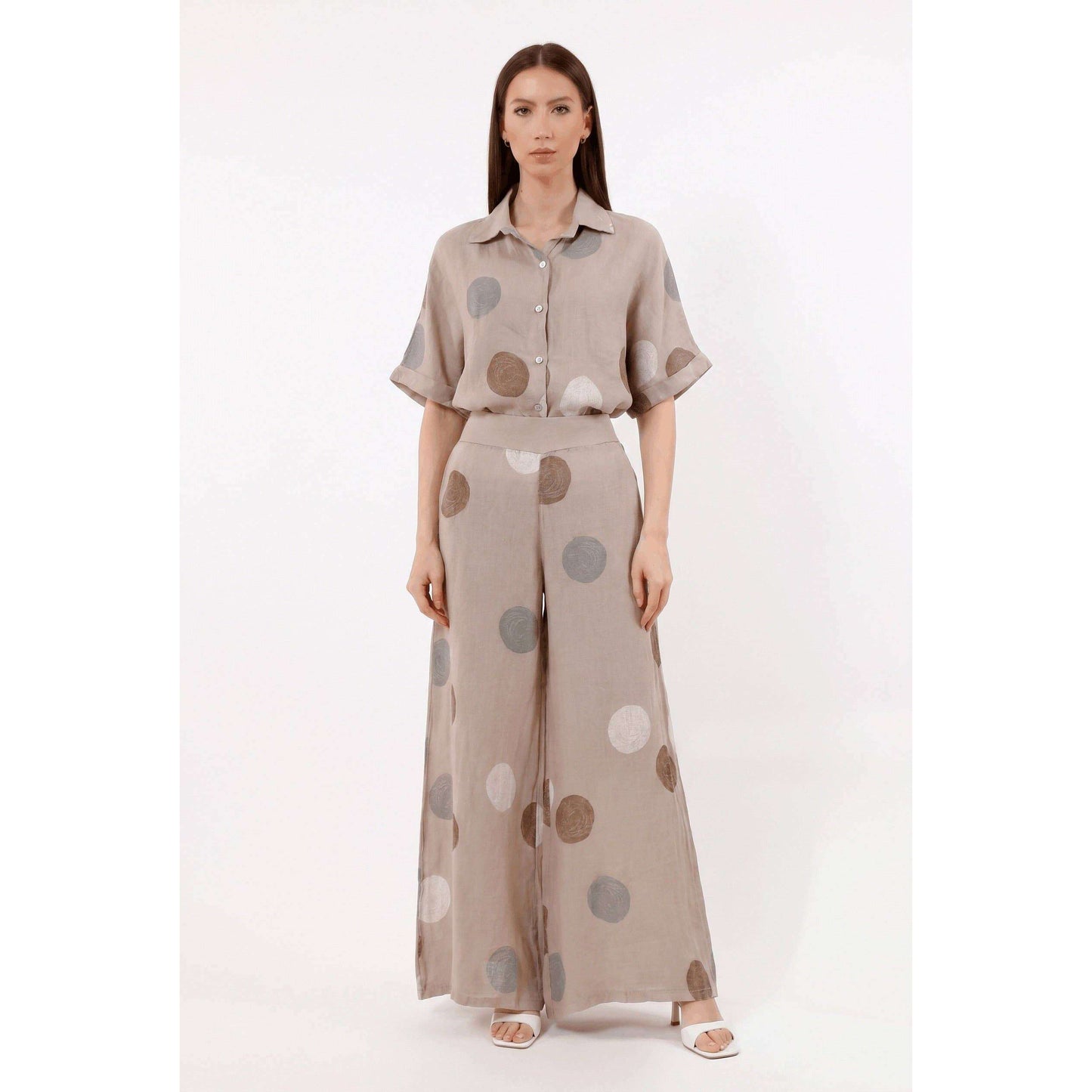 TINA Stephens Italy/Tees By Tina Meri Circle Linen Palazzo Pant Cashmere, Pants, TINA Stephens Italy/Tees By Tina, Plum Bottom