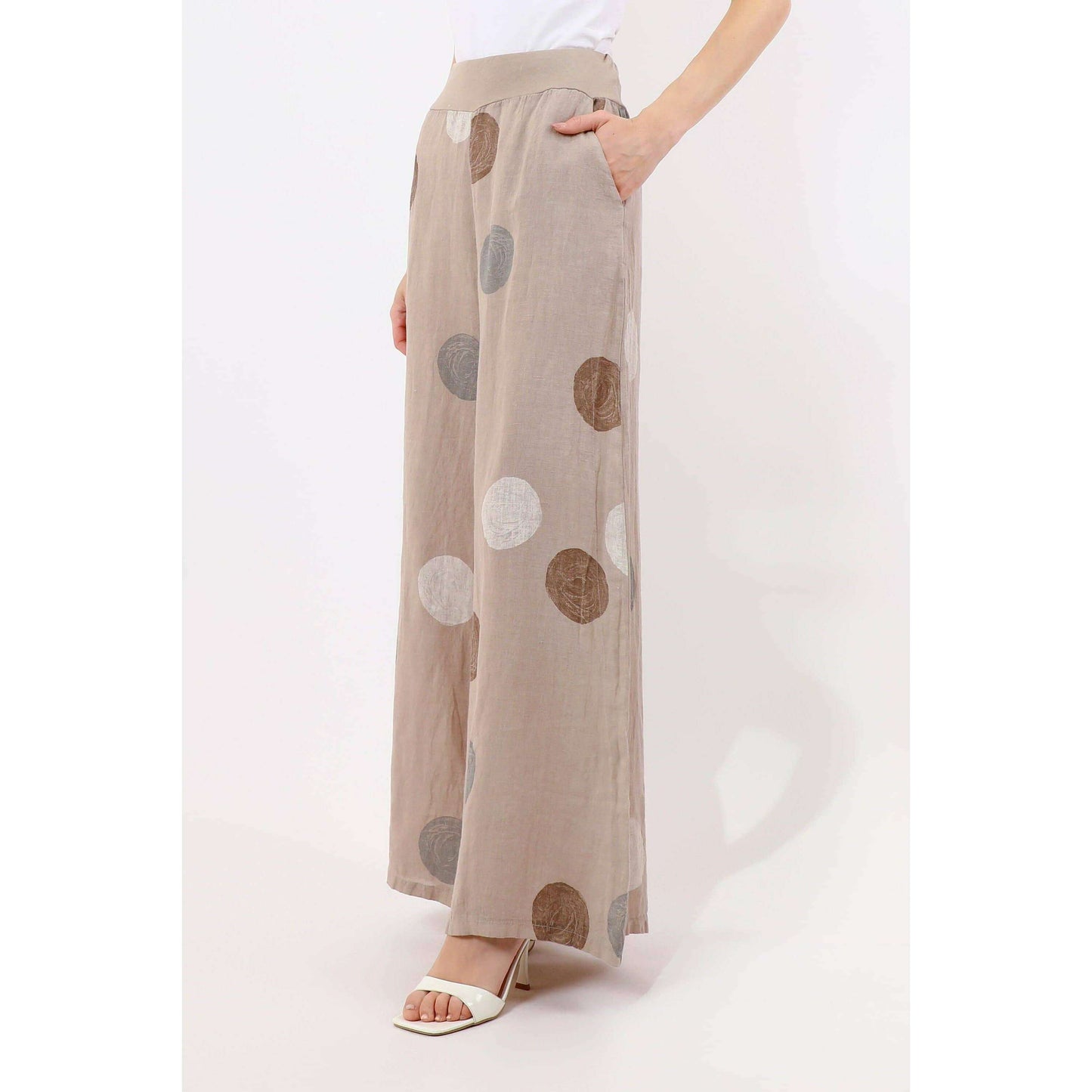 TINA Stephens Italy/Tees By Tina Meri Circle Linen Palazzo Pant Cashmere, Pants, TINA Stephens Italy/Tees By Tina, Plum Bottom