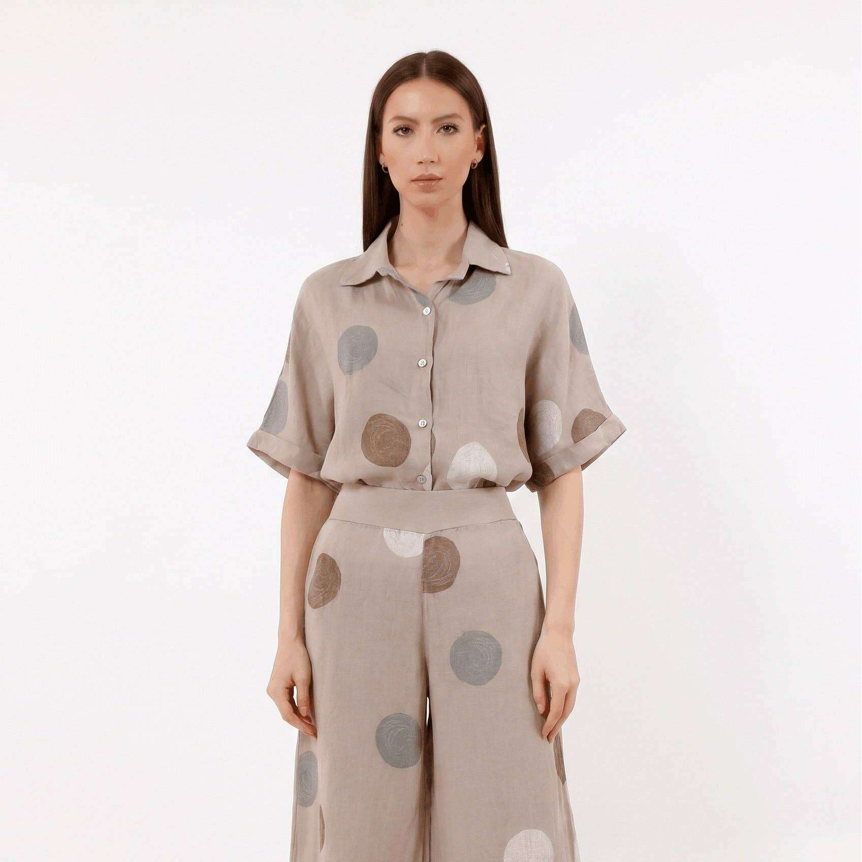 TINA Stephens Italy/Tees By Tina Ruth Circle Button-Front Linen Top Cashmere, Tops, TINA Stephens Italy/Tees By Tina, Plum Bottom