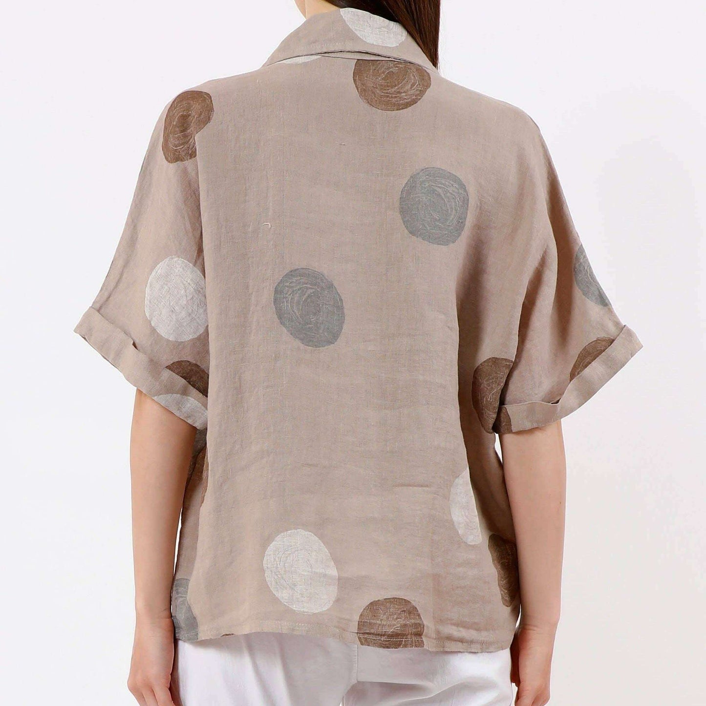 TINA Stephens Italy/Tees By Tina Ruth Circle Button-Front Linen Top Cashmere, Tops, TINA Stephens Italy/Tees By Tina, Plum Bottom