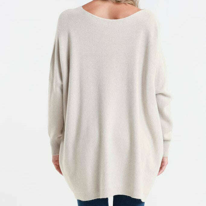 TINA Stephens Italy/Tees By Tina Shannon LS Oversize Fringe Pocket Sweater Beige, Sweater, TINA Stephens Italy/Tees By Tina, Plum Bottom