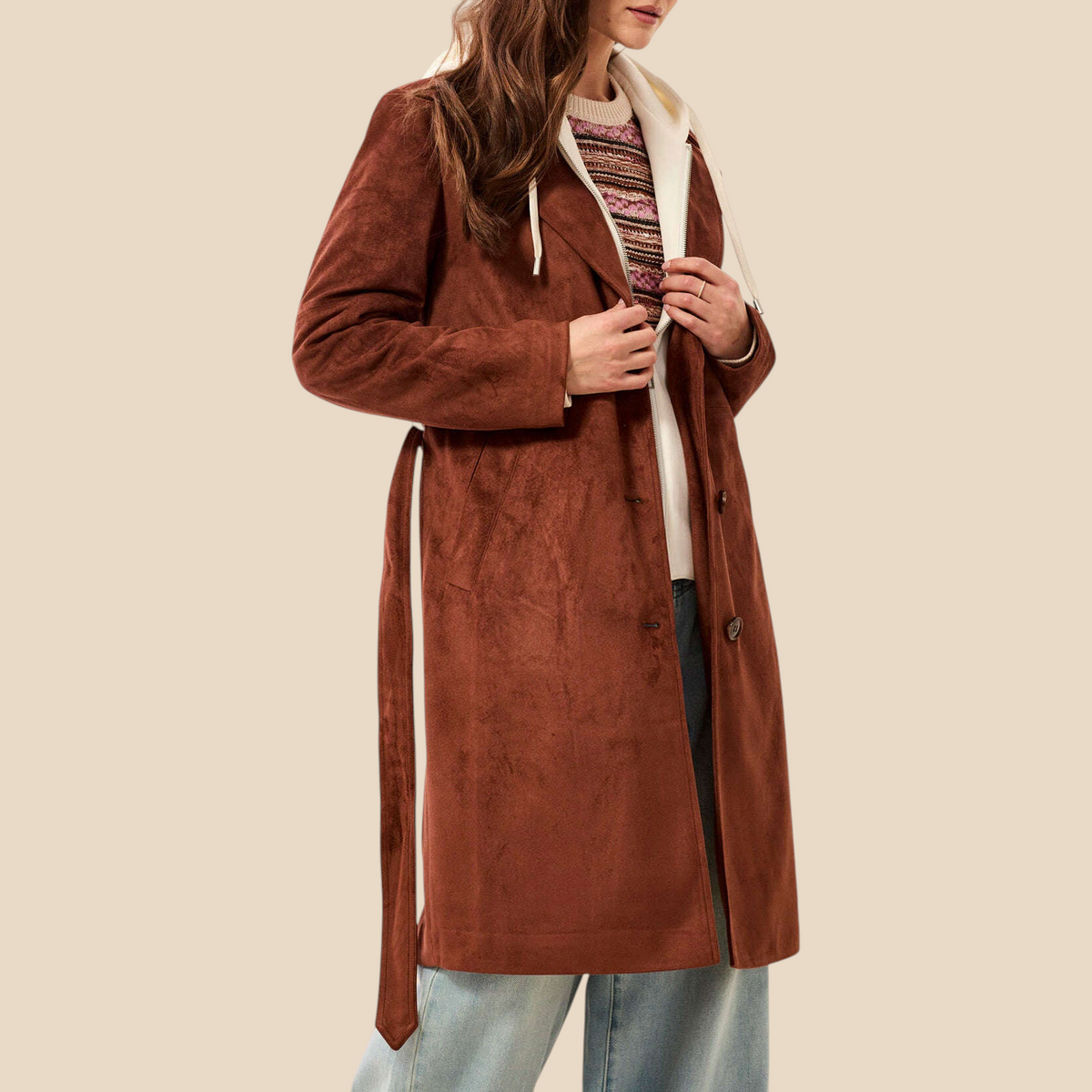 TRIBAL Trench Coat Removeable Hood Intense Rust, Jackets, Tribal, Plum Bottom