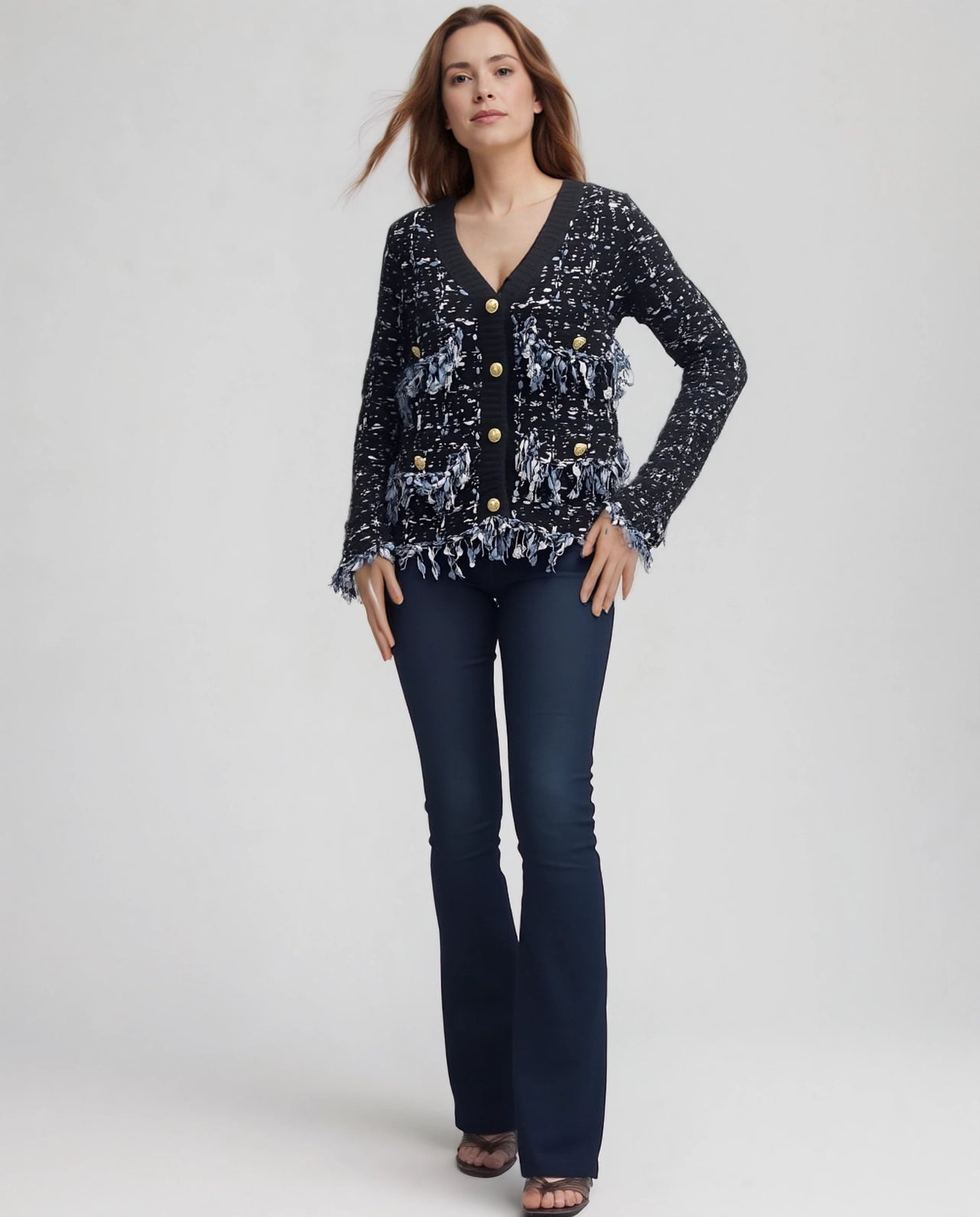 ELLYNDALE- Tweed Knit Jacket in Blue