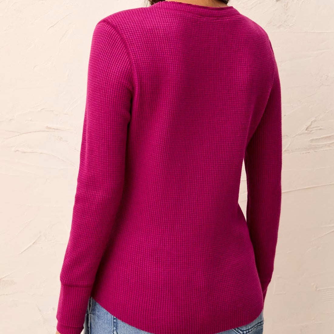 TRIBAL Brushed Knit Henley Long Sleeve