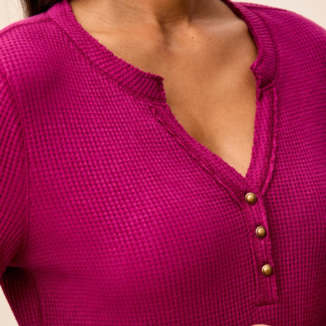 TRIBAL Brushed Knit Henley Long Sleeve