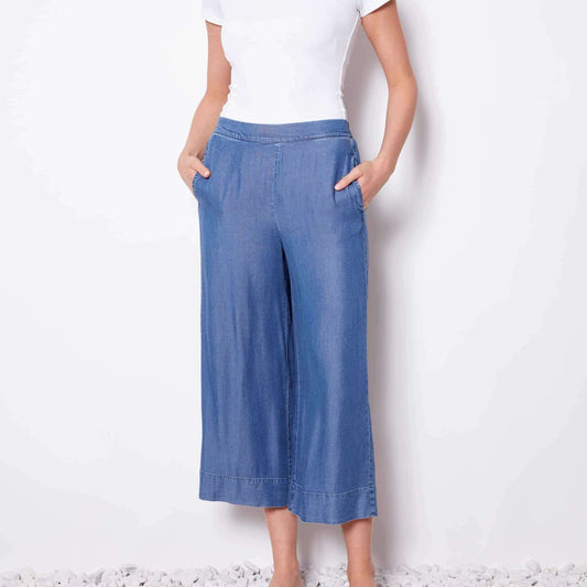 UP! - Tencel Crop Wide Leg Pant - Blue Wash, Pants, up!, Plum Bottom