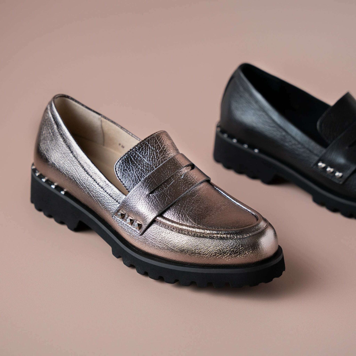 Vaneli - Zona - Black Leather or Chrome, Loafers, Van Eli, Plum Bottom