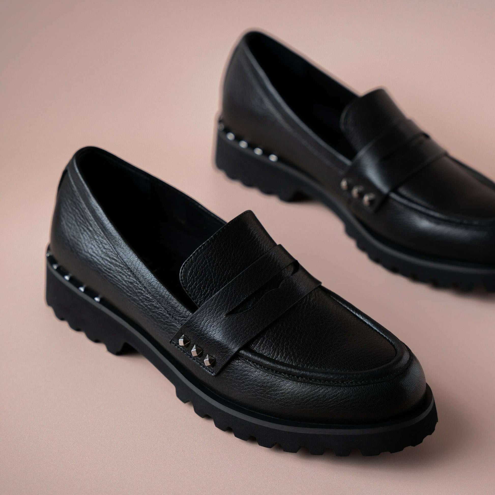 Vaneli - Zona - Black Leather or Chrome, Loafers, Van Eli, Plum Bottom