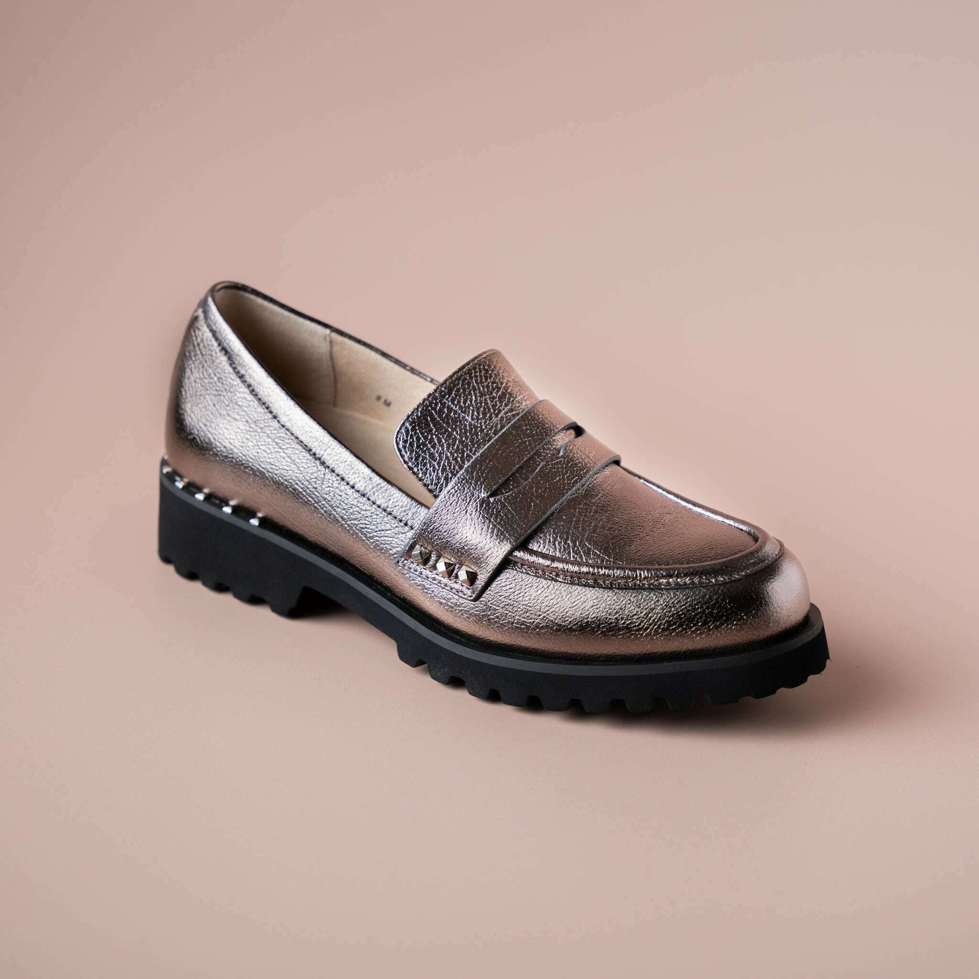 Vaneli - Zona - Black Leather or Chrome, Loafers, Van Eli, Plum Bottom