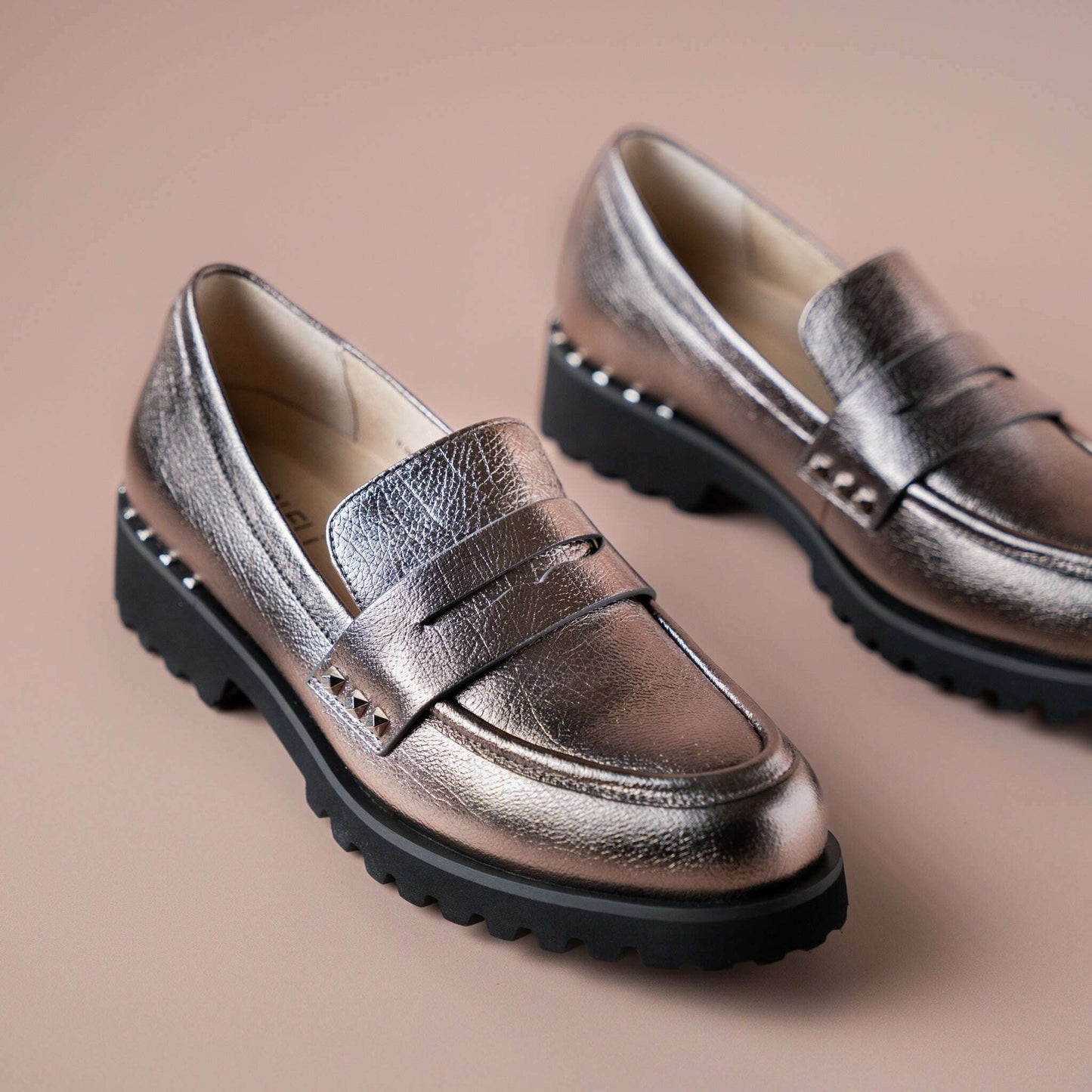 Vaneli - Zona - Black Leather or Chrome, Loafers, Van Eli, Plum Bottom