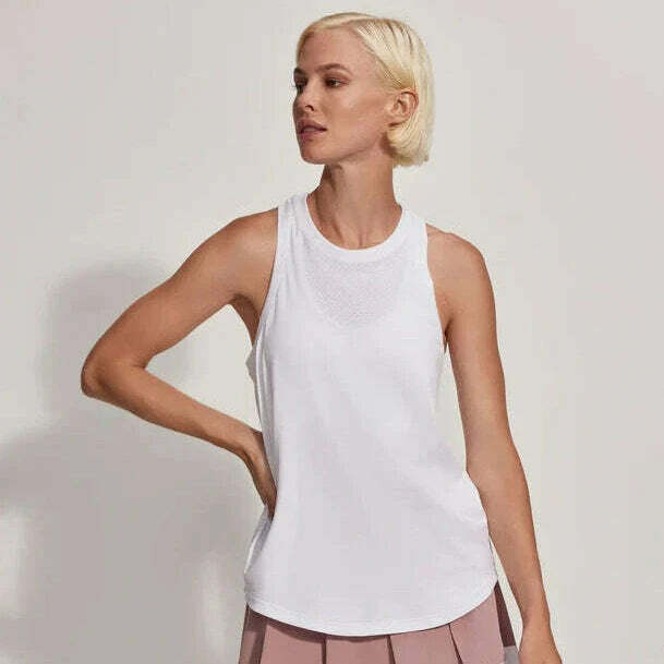 Varley - Dacey Longline Tank - White, Shirts, VARLEY, Plum Bottom