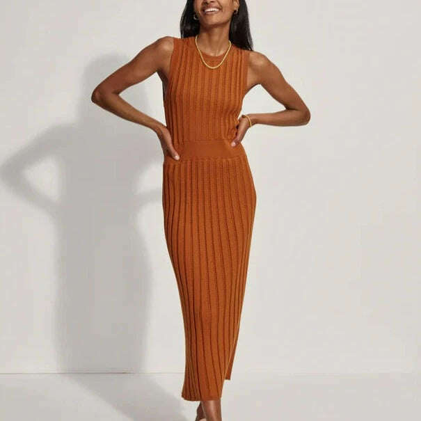 Varley - Florian Ribbed Bodycon - Rust, Dresses, VARLEY, Plum Bottom