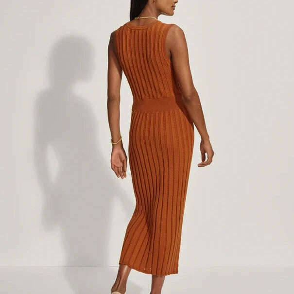 Varley - Florian Ribbed Bodycon - Rust, Dresses, VARLEY, Plum Bottom