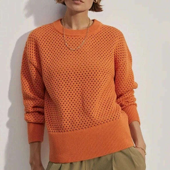 Varley - Hester Knit Crew - Jaffa Orange, Sweaters, VARLEY, Plum Bottom