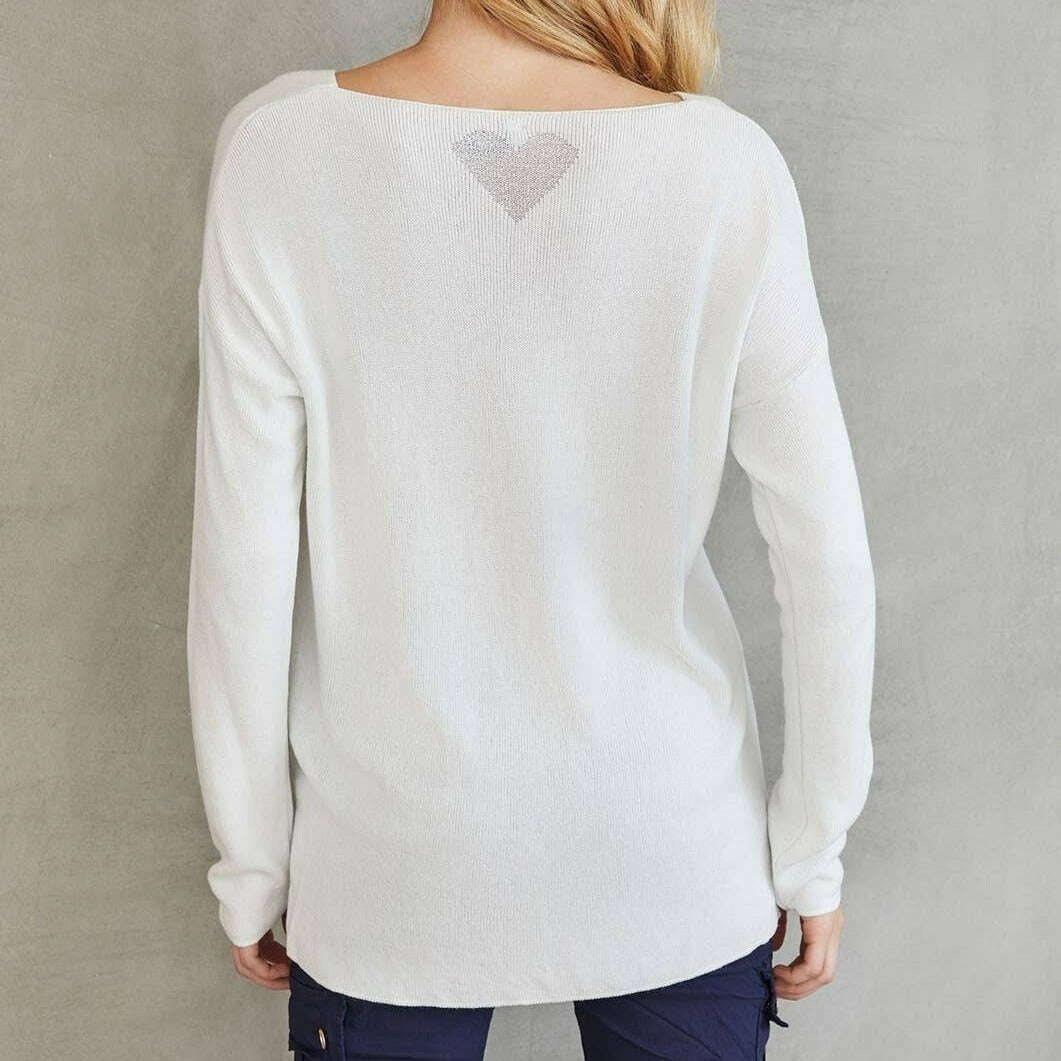 Venti6 - Heart Sweater - White/Silver, CLOTHING, Aventi6, Plum Bottom