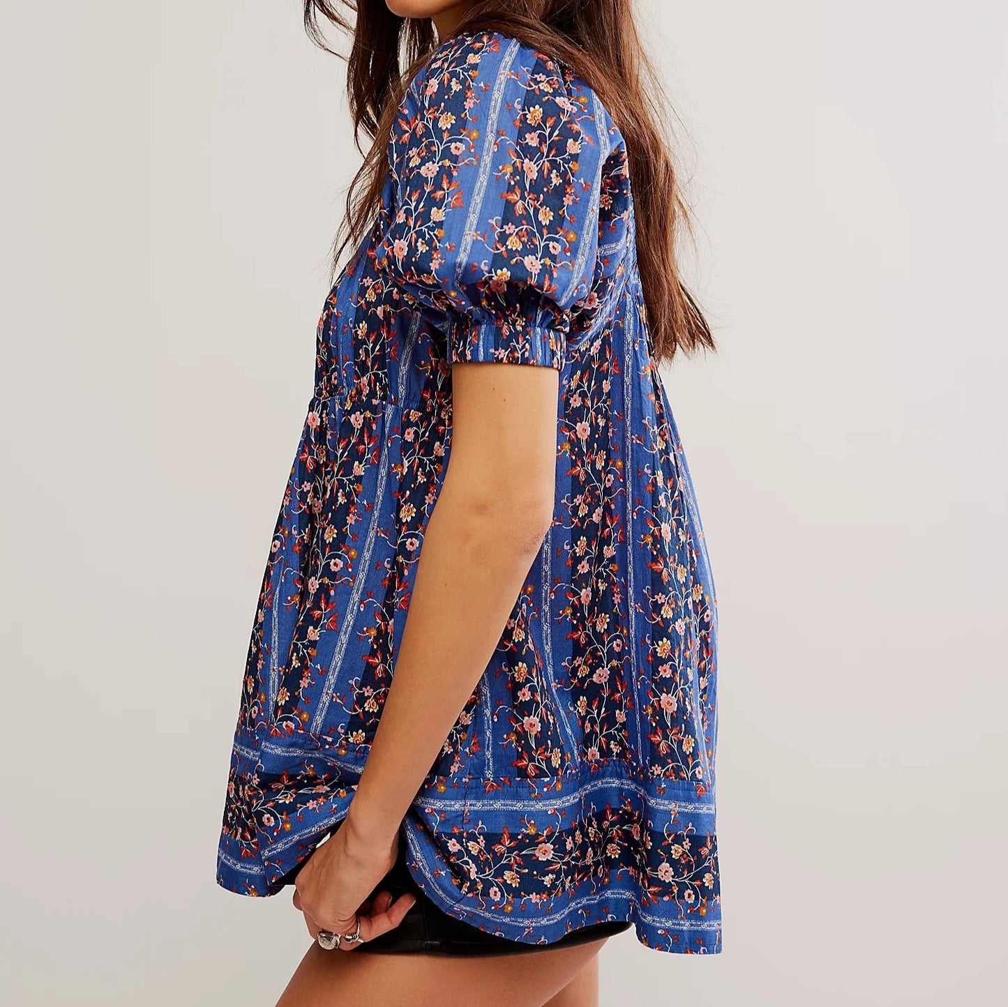 FREE PEOPLE - Vintage Lover Blouse - Dutch Blue Combo