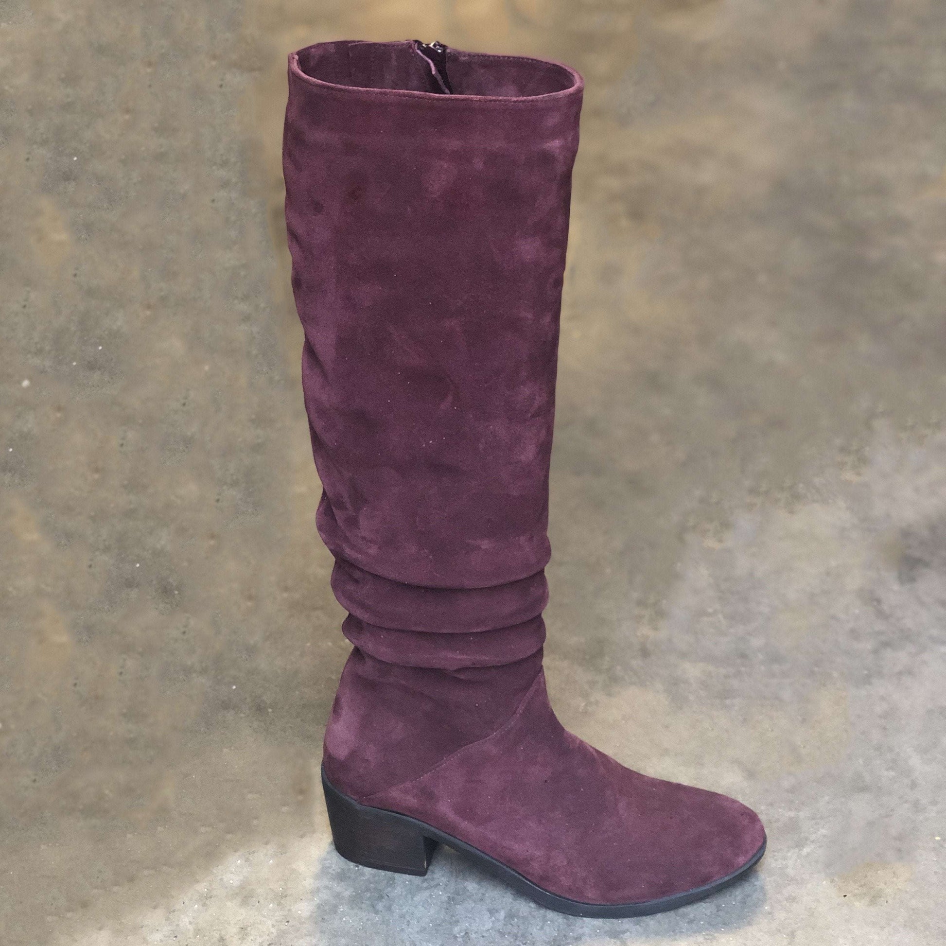[Bueno- Camryn Tall Suede Boot], [Boots], [Bueno], [Plum Bottom].