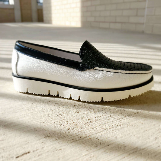 [Di Chenzo - Black & White Patent Loafer], [loafer], [DICHENZO], [Plum Bottom].