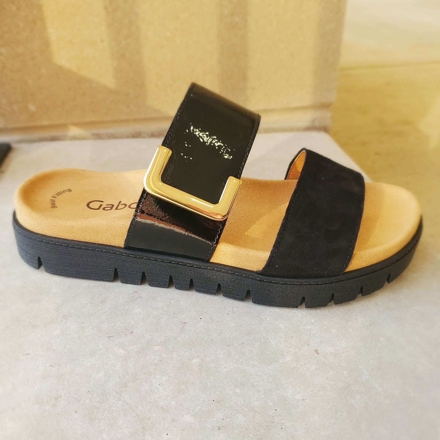 [Gabor - Flatform Slide Sandal], [Sandals], [Gabor], [Plum Bottom].