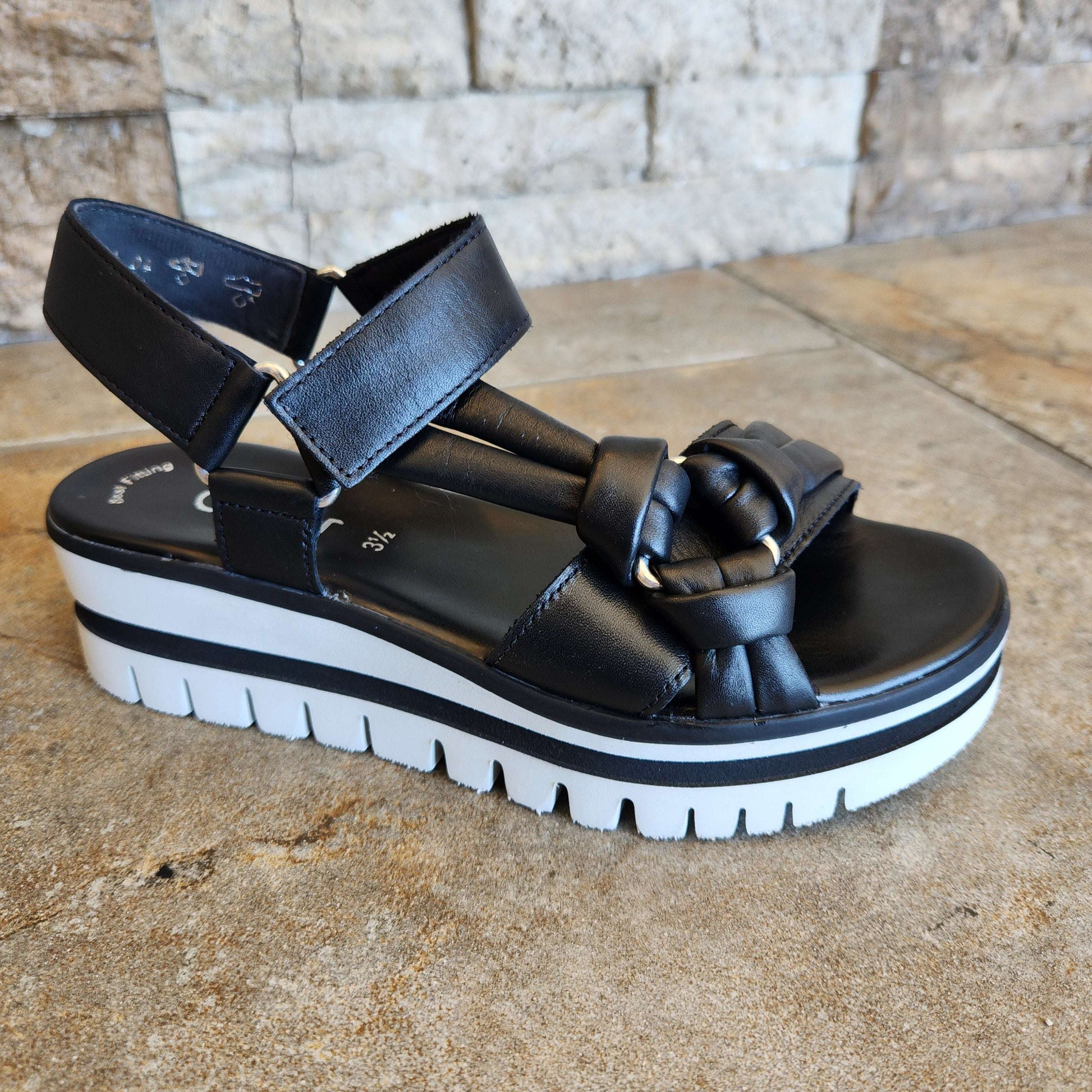Gabor - Knotted Leather Sandal, Sandal, Gabor, Plum Bottom