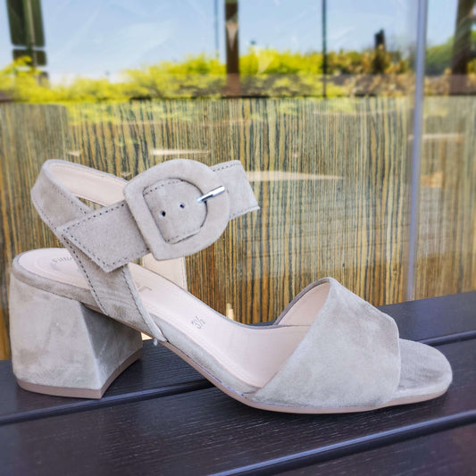 Gabor - Taupe Suede City Sandal, Sandals, Gabor, Plum Bottom