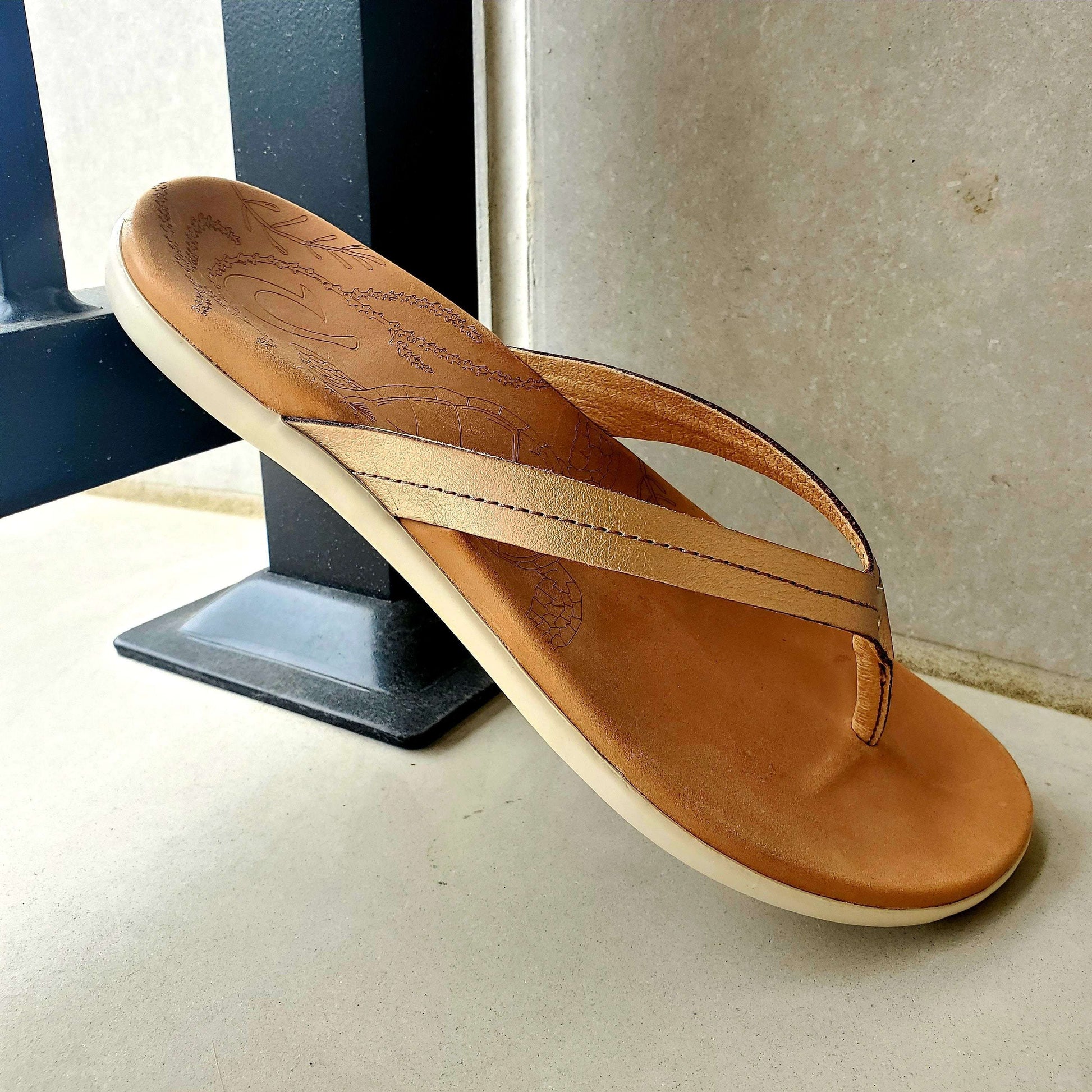 [Olukai - Honu Leather Flip Flop], [Sandals], [Olukai], [Plum Bottom].