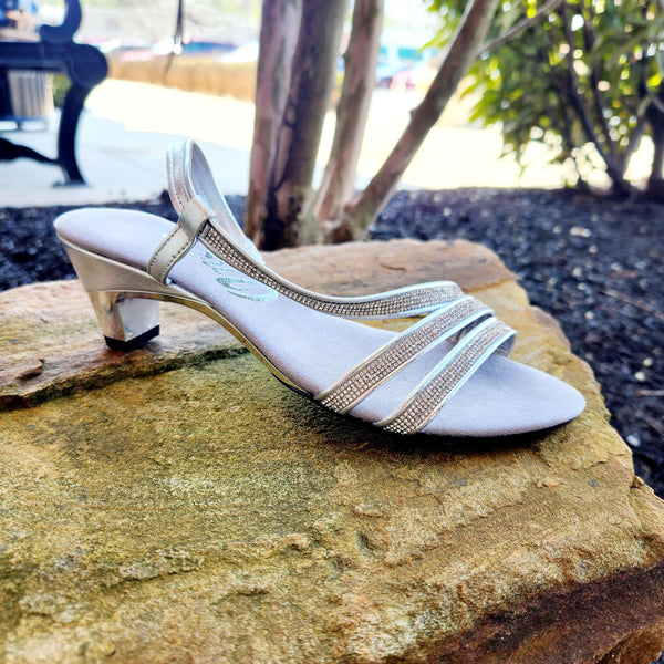 Sandals Low Heel Grey Shoes Womens Gwenda Silver Sandal Low-Heel Sandals  Nina Shoes M