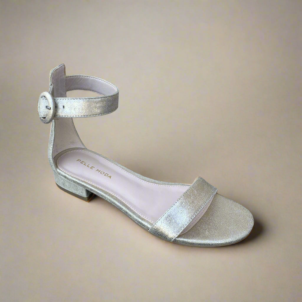 [Pelle Moda- Newport Soft Gold Leather Flat Sandal], [Sandals], [Pelle Moda], [Plum Bottom].