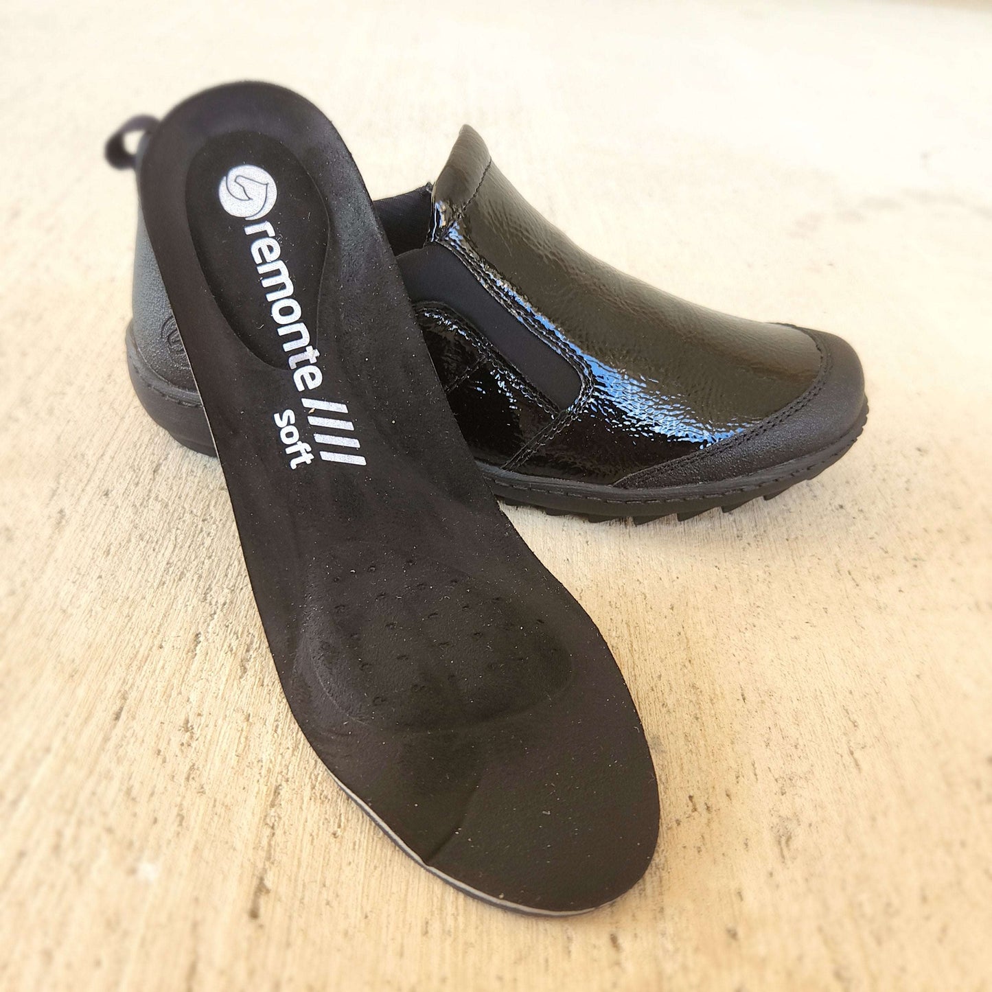 Remonte - R1429-02 Black Patent Waterproof Shoe, SHOES, Remonte, Plum Bottom