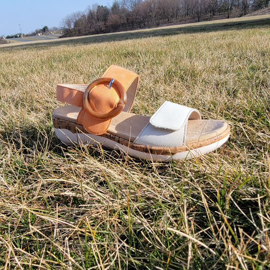 REMONTE - R6853 Off-White/Orange, Sandals, Remonte, Plum Bottom