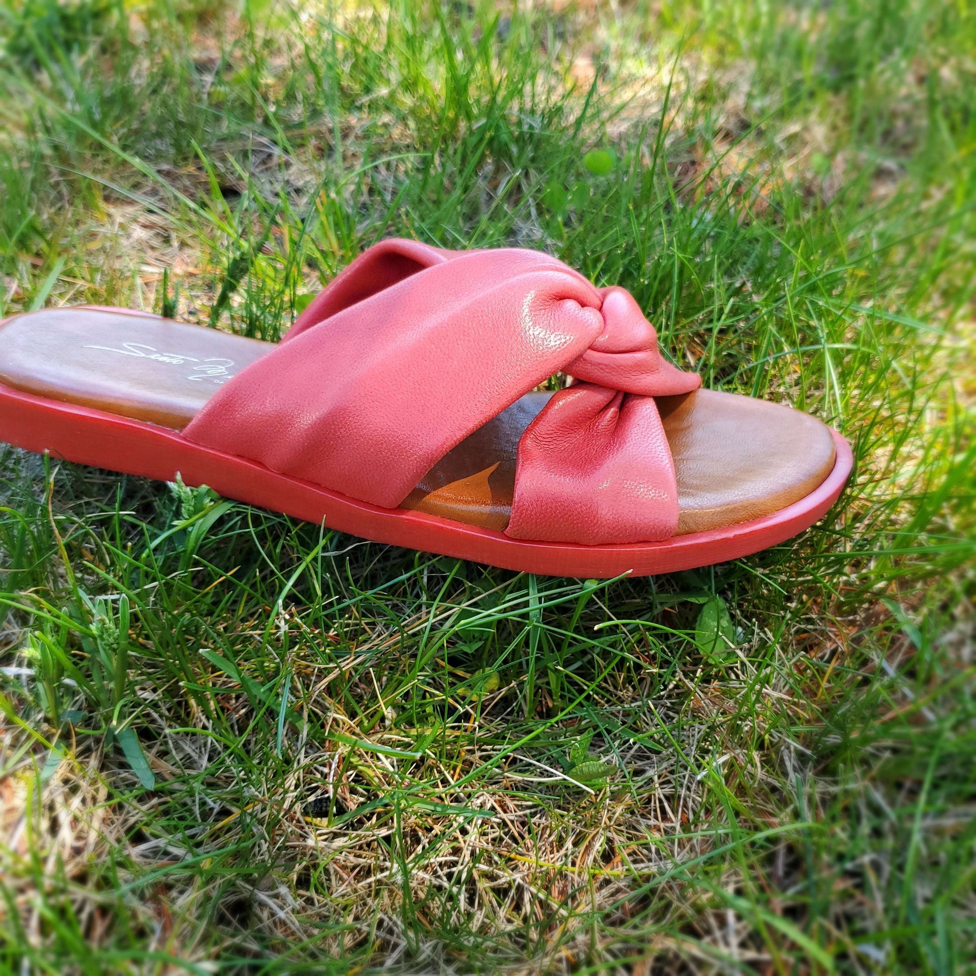 Sesto Meucci - Soft Leather Flat Slide Sandal, Sandals, Sesto Meucci, Plum Bottom