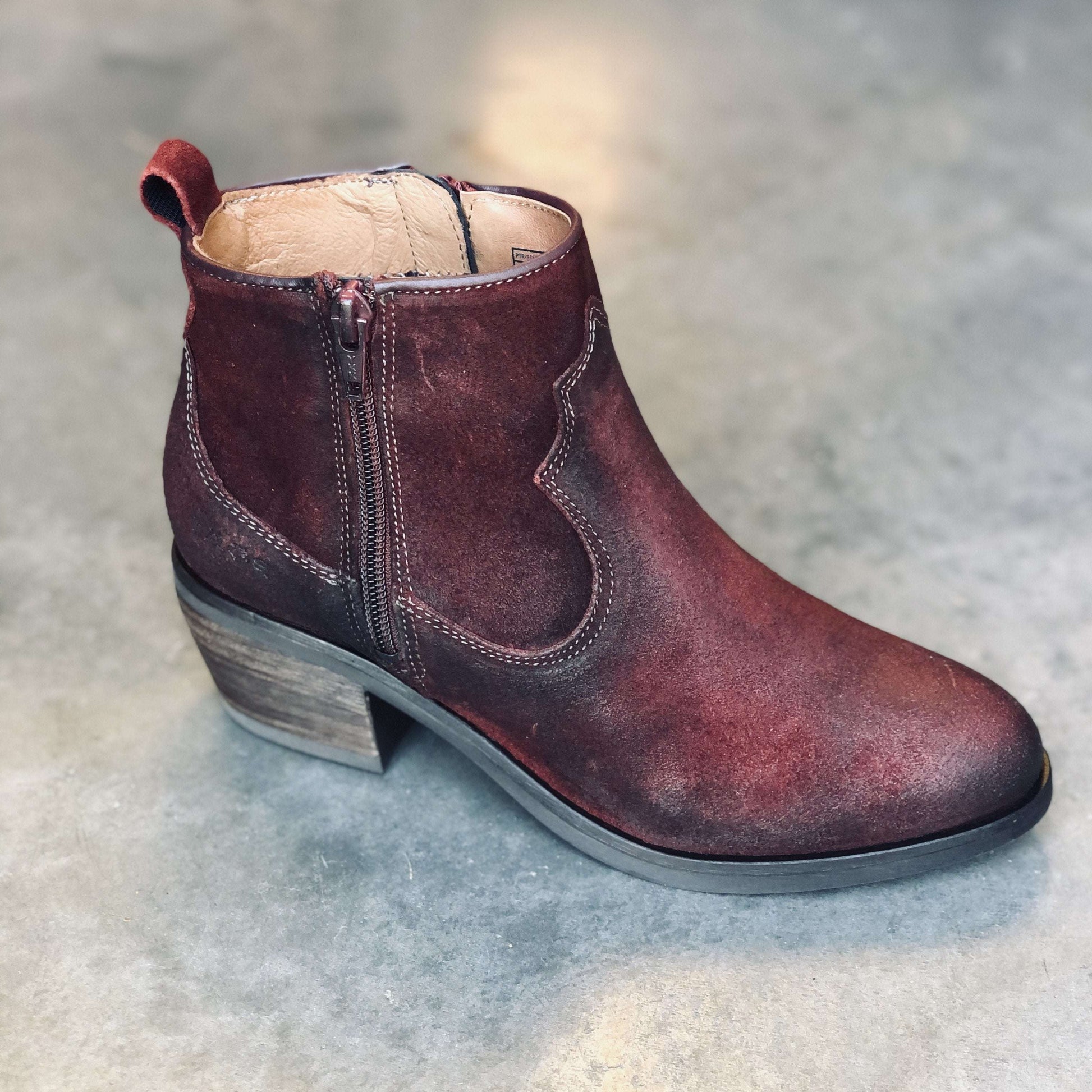 [Taos- Partner Suede Ankle Boot], [Clearance], [TAOS], [Plum Bottom].