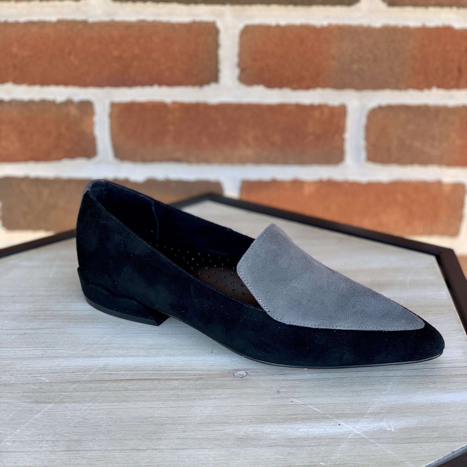 [Vaneli- Sahen Pointed Toe Suede Flat], [Clearance], [Van Eli], [Plum Bottom].